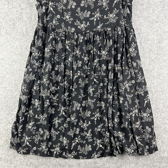 Vintage Katy D Dress Womens 14 16 Black Floral Empire Waist Y2K Flowy Pockets* - Picture 7 of 12